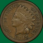 1897 Indian Head Cent Almost Uncirculated AU Coin #38445