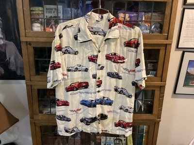 David Carey Originals Z06 CORVETTE All Over Button Up S/S Camp Shirt SZ L - Cool