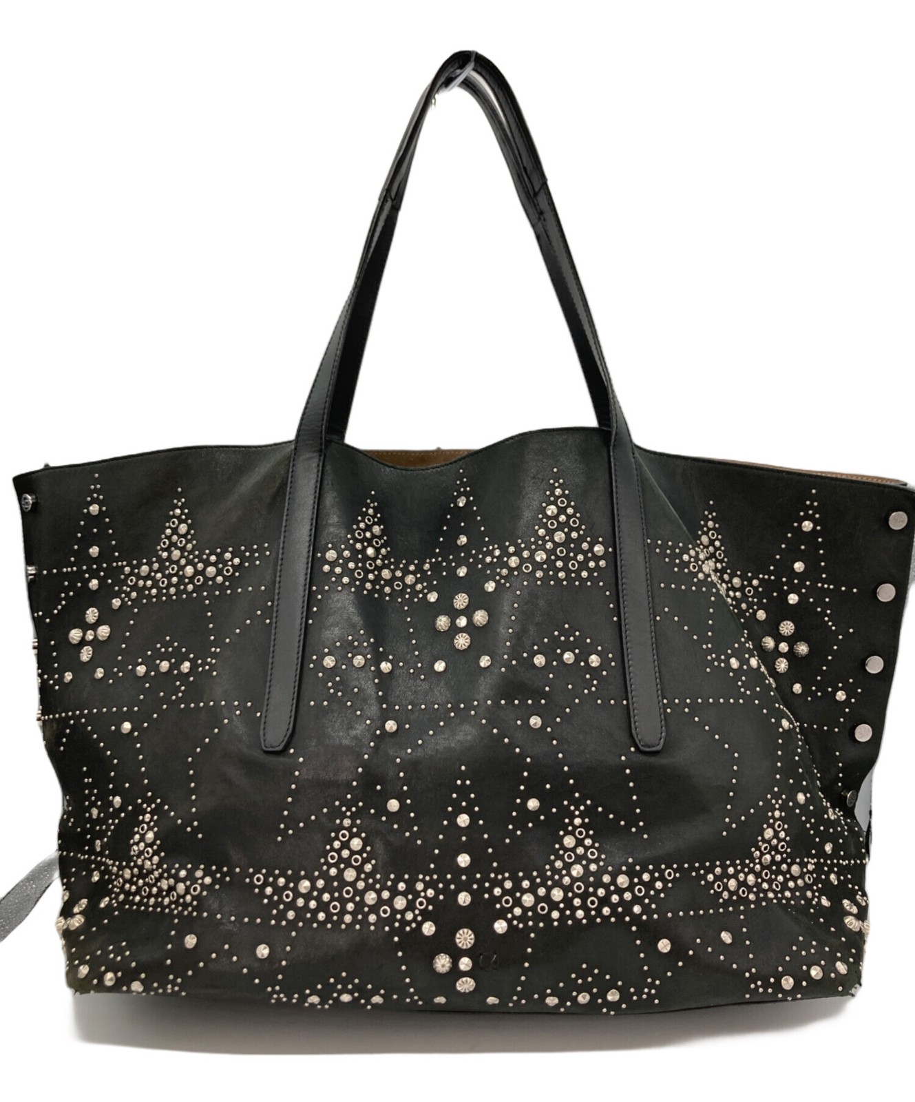 Jimmy Choo Black Leather Tote Bag Large Shoulder Handbag Authentic SN3972