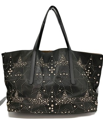 Jimmy Choo Black Leather Tote Bag Large Shoulder Handbag Authentic