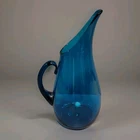 Blenko Winslow Anderson Art Glass Pitcher Blue Vintage Mid Century 939-P