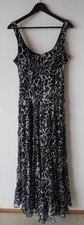 Jones New York Black & White Floral Print Sleeveless Tiered Maxi Dress Size 16