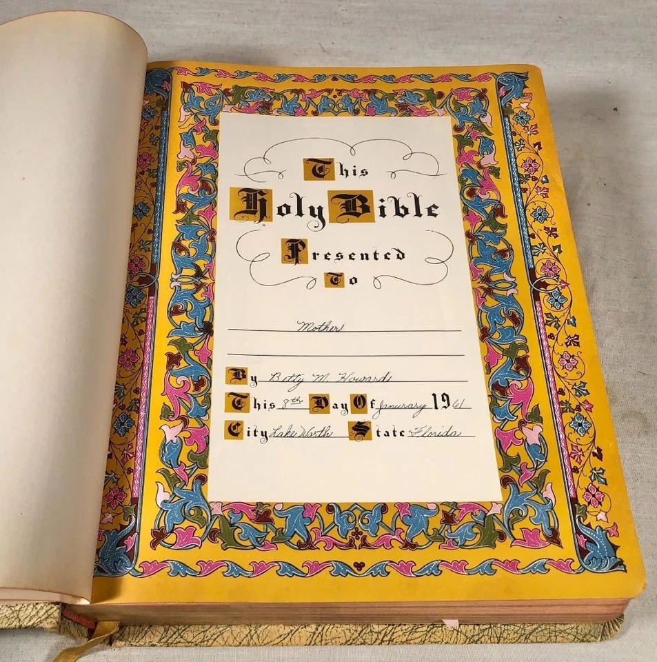 VTG 1960 KING JAMES STANDARD REFERENCE FAMILY BIBLE BLUE RIBBON EDITION HERTEL - Image 3 of 4