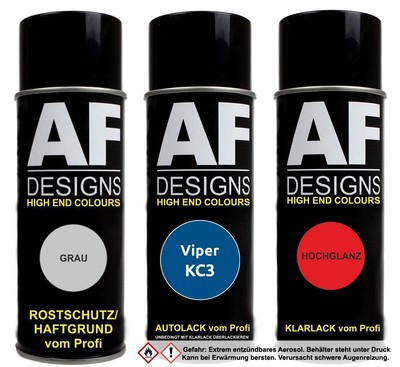 Spraydose für Viper KC3 Banzai Blue Metallic Autolack Klarlack Grundierung  Set