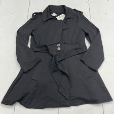 Luii Black Sash Waist Button Down Jacket Women’s Size Xl