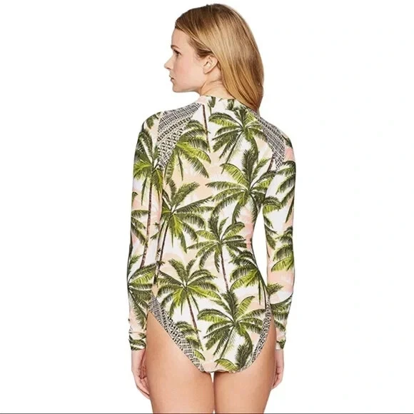 Купальник цельный женский Sperry L122914 с принтом в виде тропической ладони защита от сыпи размер L - Изображение 2 из 4