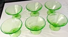 Uranium Vaseline Dessert Sherbet Cups Footed Green Depression Set of 6 Federal