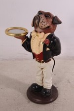Small Bulldog Butler With Tray Resin Statue Animal Prop Theme Decor Display
