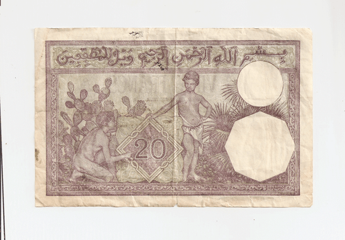 1942 Bank of Algeria 20 Francs ~ Allied Military Currency - Picture 2 of 2