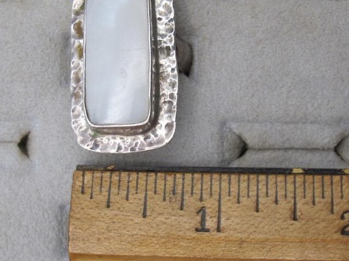 Vintage riesiger gehämmerter Sterling 925 Ring rechteckiger MOP Stein Gr.10 - 12,8 g - Bild 11 von 11