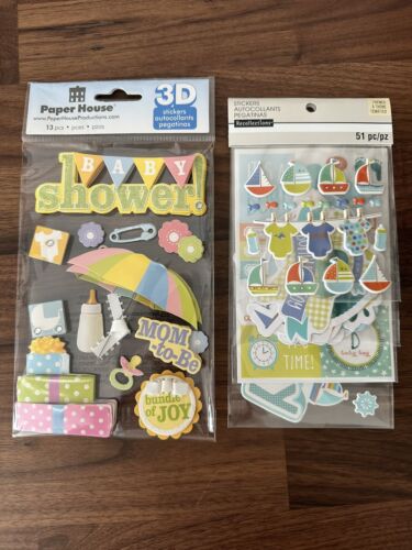 Baby Shower & It’s A Boy Scrapbooking Stickers Lot Paper House & Recollections - Picture 1 of 8