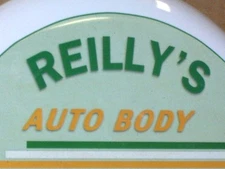 REILLY'S AUTO BODY SHOP -1957 CHEVY CAR - Thermometer Sign BIG 27"-Few Were Made
