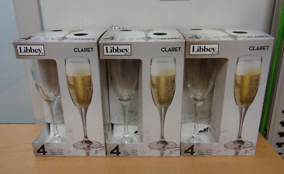 NIB Lot of 12 Libbey Claret Glasses 6 oz. Flute glasses Made In USA