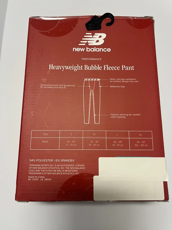 New Balance Heavyweight Bubble Fleece Pant Base Layer 3.0 Mens Small Black New - Image 2 of 2