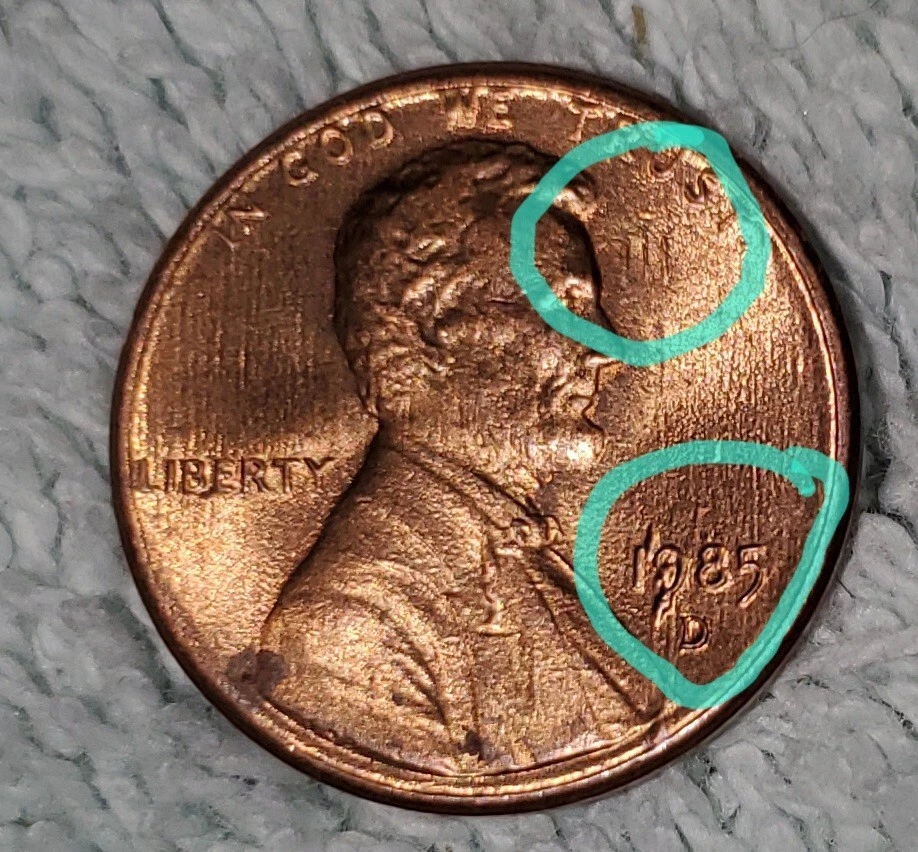 1985 Lincoln Cent date Error letters in background  - Image 4 of 4