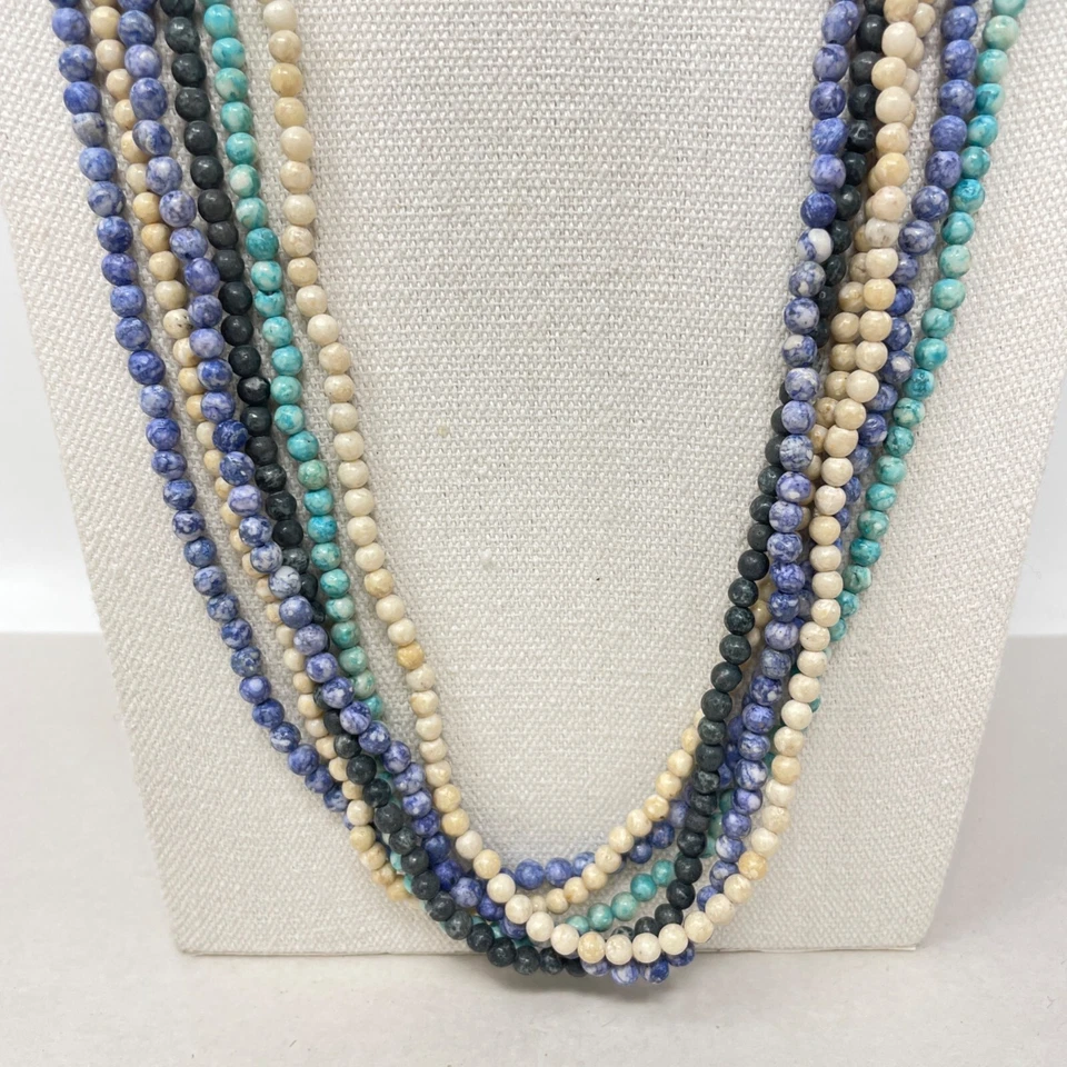 Stone Beads 6 Continuous Strands Necklaces  Blue Coastal Craft or Ready to Wear - Image 2 of 4