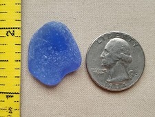 GENUINE BEACH SEA GLASS SURF TUMBLED CORNFLOWER LIGHT BLUE PENDANT FROSTED E02