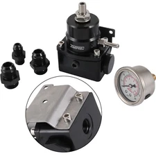 AN8 AN6 W/ 0-160psi Oil Gauge 8AN EFI Fuel Inject Pressure Regulator Kit Black