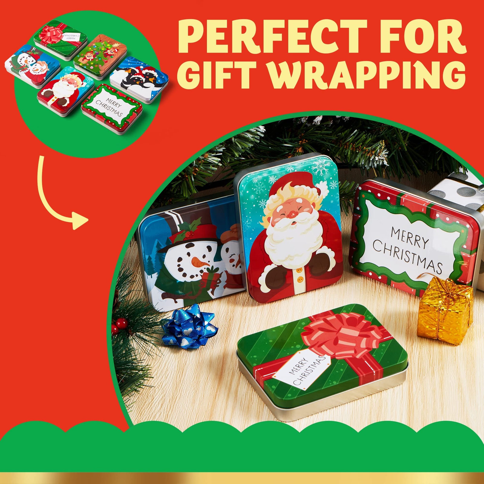 6 Christmas Gift Card Holder Tin Boxes Christmas Tins Holders eBay