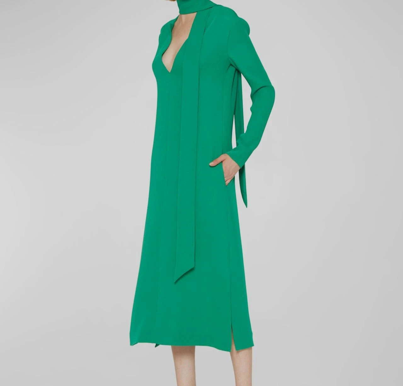 Abito midi da donna verde cady couture Valentino Garavani da $4500 taglia 46