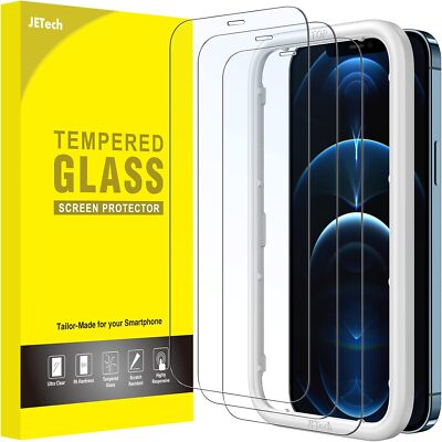 JETech Full Screen Schutzfolie für iPhone 12 Pro Max 6,7 Zoll Gehärtetes Glas