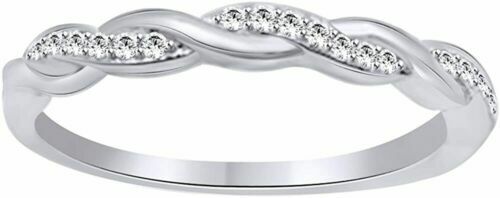 0.50 Carat Diamond Swirl Wave Promise Ring - 14k White Gold Bridal Engagement Ring, Size 6