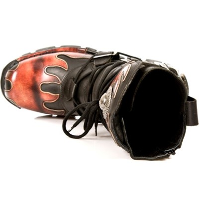 New Rock 591-S1 Red Flame Metal Black Leather Heavy Punk Gothic New Rock 591-S1 Red Flame Metal Black Leather Heavy Punk Gothic