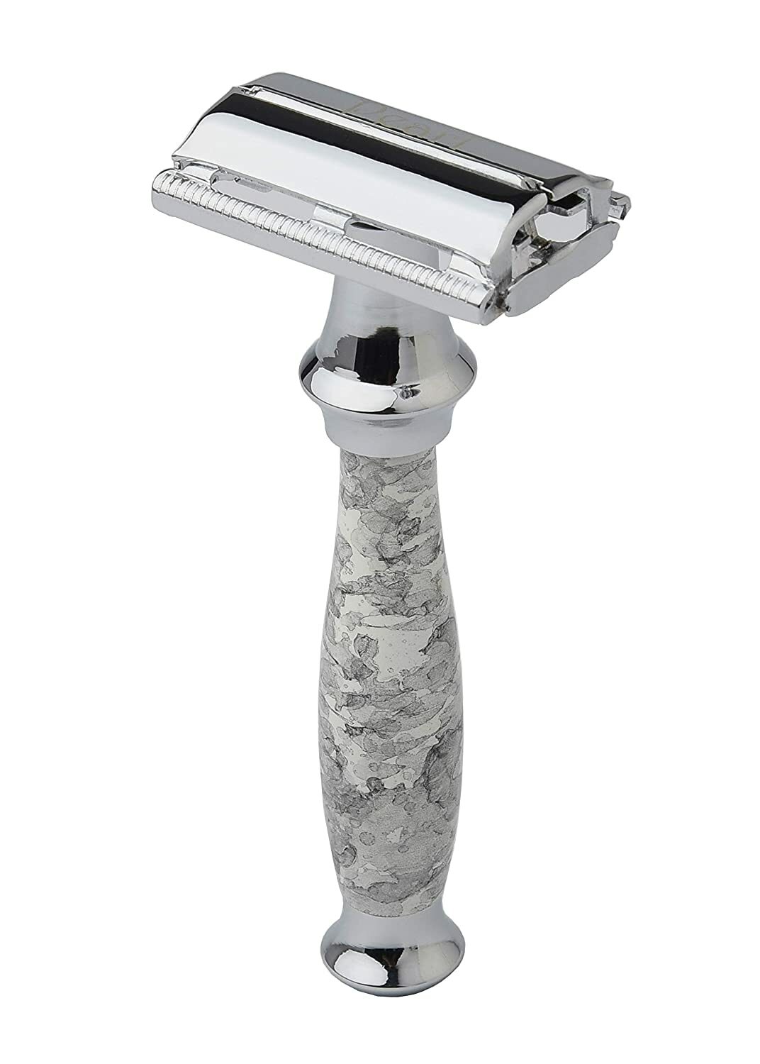 Pearl Shaving Double Edge Butterfly Safety Razor SS-95 Marble white Strong Grip