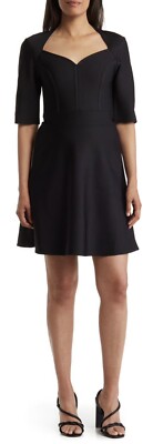 Nicole Miller Nordstrom Small Short Sleeve Sweetheart A Line Dress Zip Back  New