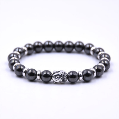 Bracelet Perles 8mm En Hématite Avec Charms Dragon, Hibou, Bouddha - Unisexe