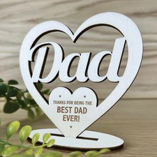 Fathers Day Gift For Best Dad Gifts Birthday Wood Heart Freestanding Plaque