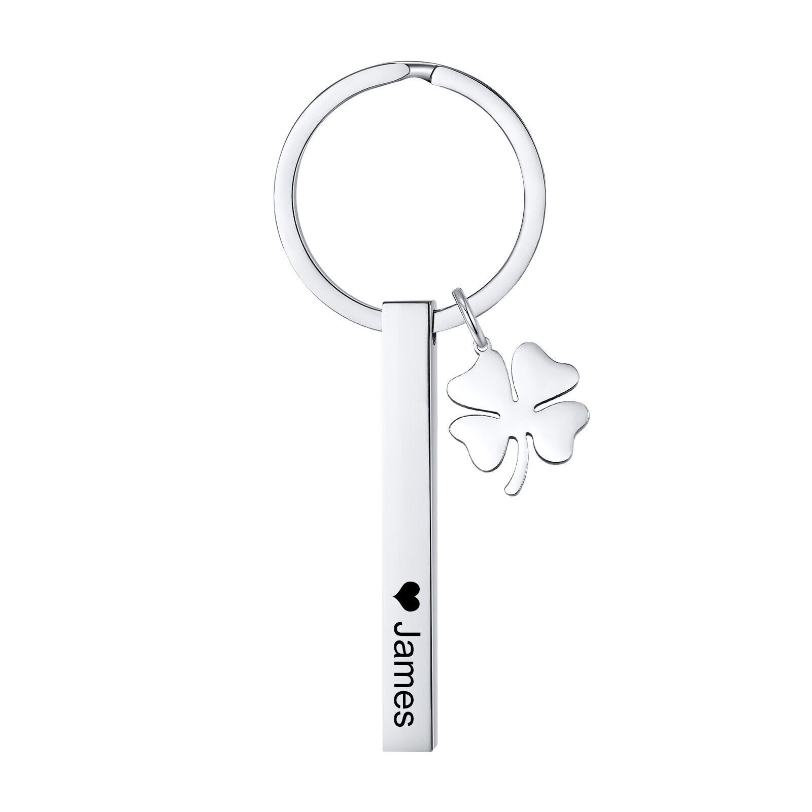 Personalized Keychain Text Stainless Steel Keyring Bar Engraved Letter Name-image