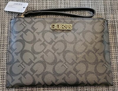 Guess Women's Artemis Logo Wristlet Clutch Coal Style JG891764