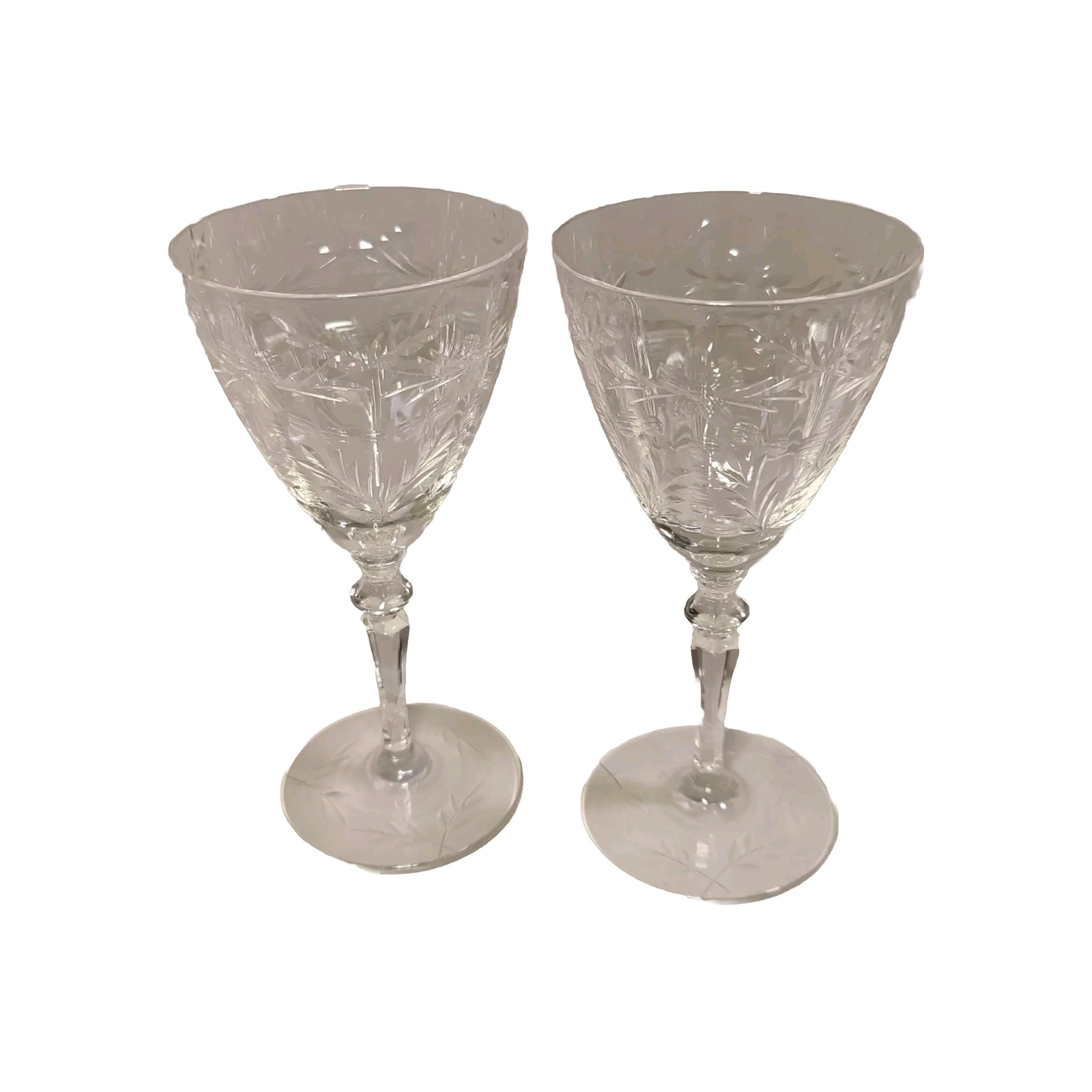 Copas de vino de cristal Granada Claret de Rock Sharpe sopladas EE. UU. sin marca 2 tallos