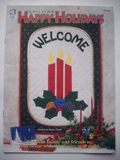 Happy Holidays Welcome Christmas wall quilt candles ornaments wreath