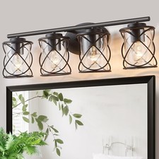4-Lights Bathroom Light Fixtures, Matte Black Modern Vanity Light Over Mirror...
