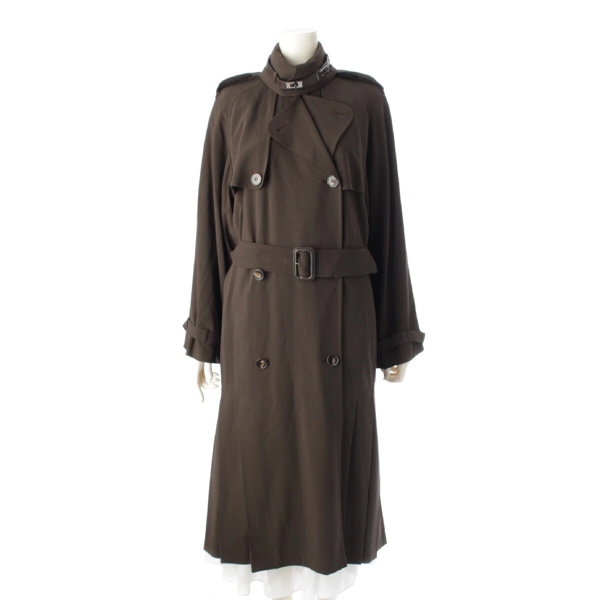 HERMÈS HERMES Gaultier periodo Gaultier periodo Kelly trincea plissettata con cintura in metallo coa...