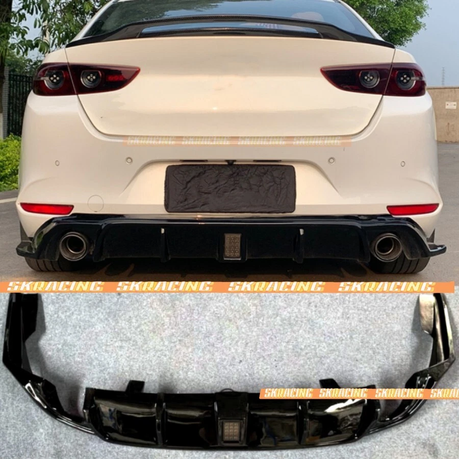 Kit de carrocería difusor labial parachoques trasero ABS negro brillante para Mazda 3 Axela 2019-2024 Foto 2 de 4