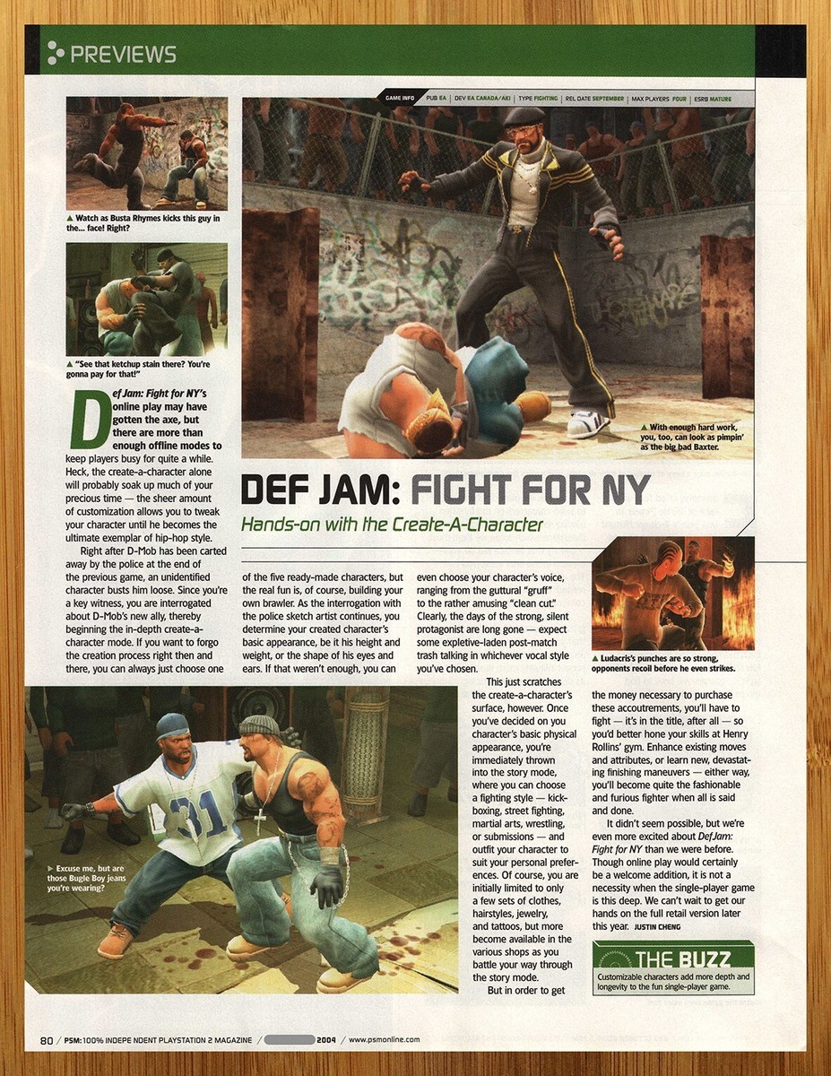 2004 Def Jam Fight for NY PS2 Xbox Print Ad/Poster Authentic Video