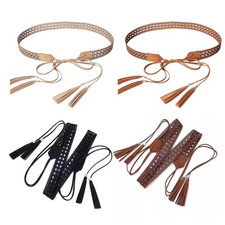 Women Skinny Belt Exquisite Western Tie Belt with Tassels Cowboy Style