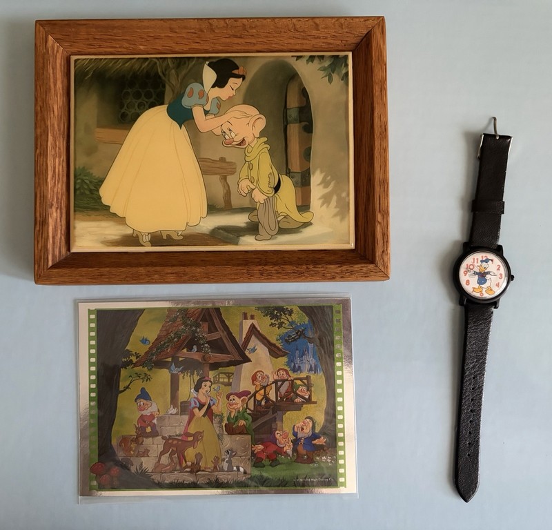 Vintage Disney's Snow White and Dopey Framed Tile 1997, 5.5x7.25” Custom Frame