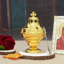 Authentic Greek Classic Orthodox Incense Burner Church Religious Worship Supply