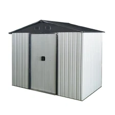 8x4 FT Outdoor Metal Storage Shed with Sliding Door for Garden Patio All-Weather