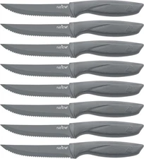 NutriChef Steak Knife Set of 8 - Premium Serrated Stainless Steel Kitchen Knife 