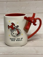 Rae Dunn Peanuts Snoopy Astronaut You're Out of This World Valentines Mug