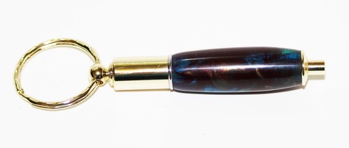 Handmade Cigar Punch Key Ring - Gold Metal - Gold - Red - Black Resin - Picture 4 of 12