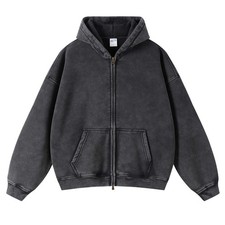 Womens and Mens Zip Up Hoodies Long Sleeve Fall Oversized Sweatshirts Acid Wa...