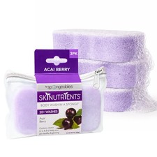 Spongeables Body Wash in a 20 Sponge, 1 Count Pack of 3 , Acai Berry