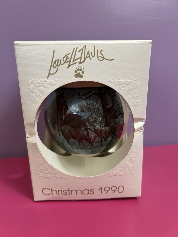 Vintage Lowell Davis 1990 “Wintering Deer” Christmas Ball Ornament 3x3”
