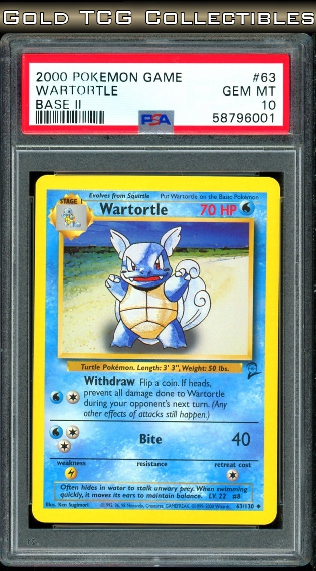 PSA 10 ⭐️ Pokemon Wartortle 63 Base Set 2 II Unlimited Vintage Non-Holo